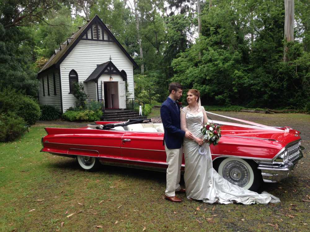 Melbourne Wedding Red Caddy Hire Melbourne Wedding Red Caddy Hire